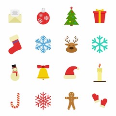 Set of Christmas and Winter icons on white background