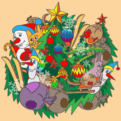 Holiday card with snowflakes and says. 