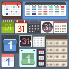 Kalendarz - zestaw - obrazy, fototapety, plakaty