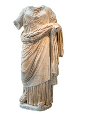 Ancient greek headless statue of a woman dressed with typical cl - obrazy, fototapety, plakaty