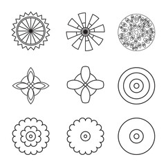 Flower icon set, line collection.