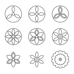 Flower icon set, line collection.