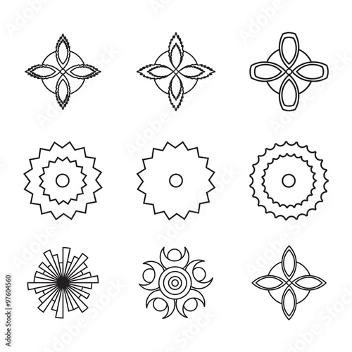 "Flower icon set, line collection." Stock image and royalty-free vector