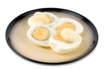 eggs on plate isolated on white