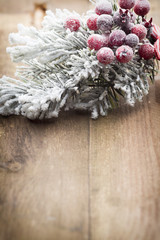 Christmas decoration over wooden background.