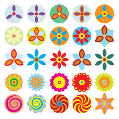 Flower icon, set of vector flowers