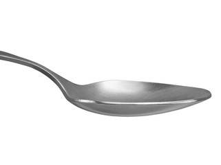 Empty Teaspoon, Large Detailed Spoon Macro Closeup, Stainless Steel Metal, Isolated Studio Shot...