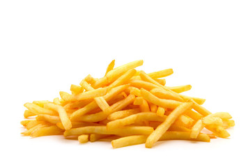 potato fry on white isolated background