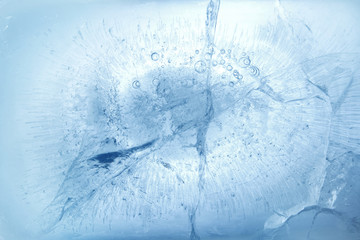 Blue cracked ice background