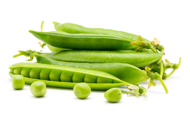 fresh green peas isolated on a white background