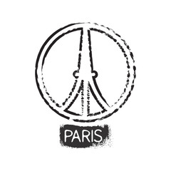 Eiffel Tower, France, Paris, symbol or logo.