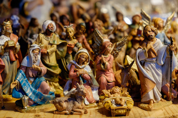 Christmas saints miniature figures at the Christmas market