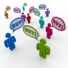 Fototapeta premium Customers Speech Bubbles Buy Word Ordering Products
