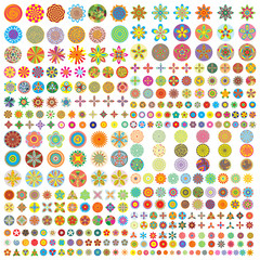 Large flower icon set flat style icons in circles. Vector illustration.