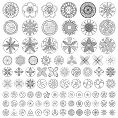 Large flower icon set design, line collection.