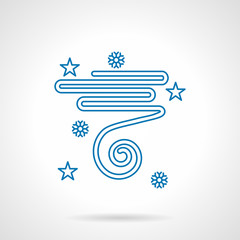 New Year party decor flat blue line vector icon