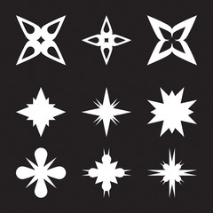 Fototapeta na wymiar Sparkles and starbursts symbols. Lens or glass flare. Flat stars glitter, logo.