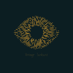 Isolated radial retro vector sun rays, vintage sunburst, badge and logotype design.