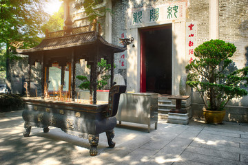 GUANGZHOU, CHINA - Oct.17: Incense burner in front of the temple. Chunyang Temple is a Taoist...