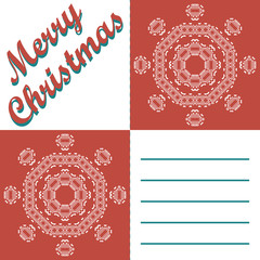 Christmas greeting card and patterns vector background. Merry Christmas holidays wish design and vintage ornament decoration. Happy new year message. Vector illustration.