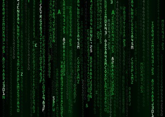Technology binary background. Binary on green background
