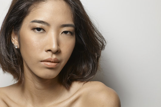 Natural beauty style studio portrait asian female model