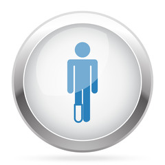 Blue Foot icon on white glossy chrome app button