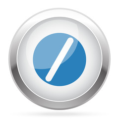 Blue Pill icon on white glossy chrome app button.