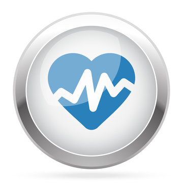 Blue Heart Rate Pulse icon on white glossy chrome app button