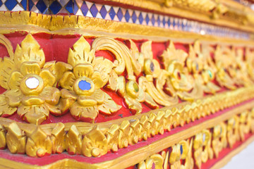 Thailand stripes art on Base pattern temple
