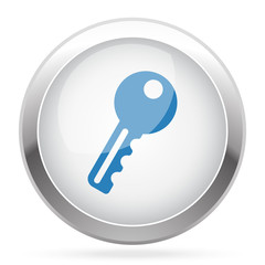 Blue Key icon on white glossy chrome app button