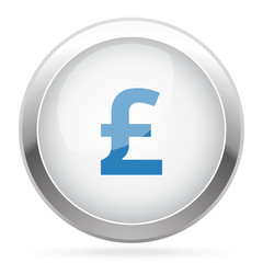 Blue Pound icon on white glossy chrome app button
