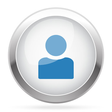 Blue Profile icon on white glossy chrome app button