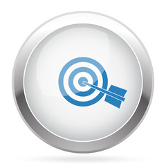 Blue Target icon on white glossy chrome app button