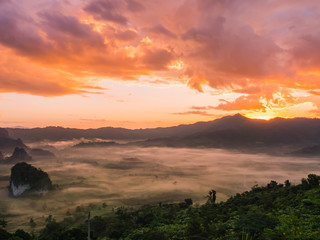 Majestic sunrise in the mountains landscape,Thailand