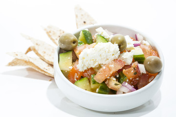 Greek Salad and Pita Chips