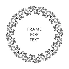 Elegant frame in trendy outline style isolated on white background
