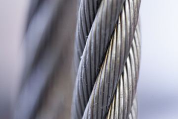 Close-up of twisted steel cable