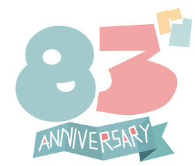 happy 83rd anniversary. colorful typography. vector cartoon