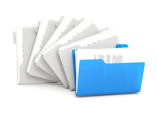 Blue folders in a row