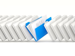 Blue folders in a row
