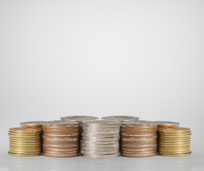 coins arranged in the form of  pyramid