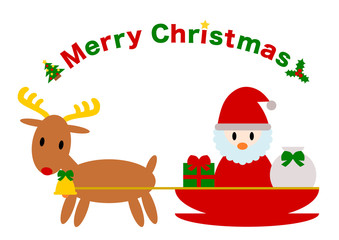 クリスマスのイラスト: ソリに乗ったサンタクロース
