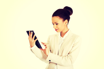 Fototapeta premium Business woman with the tablet.