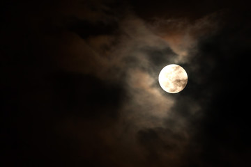 Naklejka na ściany i meble Full Moon Shining In The Dark Sky