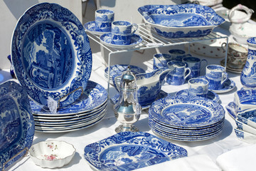 Porcelain crockery for sale at flea market