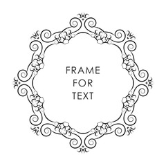 Refined round frame with space for text in trendy outline style, isolated on white