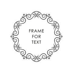 Refined round frame with space for text in trendy outline style, isolated on white