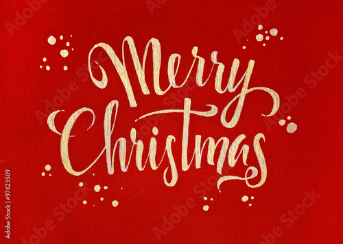 &quot;Merry Christmas Red and Gold Calligraphic Greeting Card&quot; Stock photo