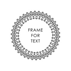 Refined round frame with space for text in trendy outline style, isolated on white